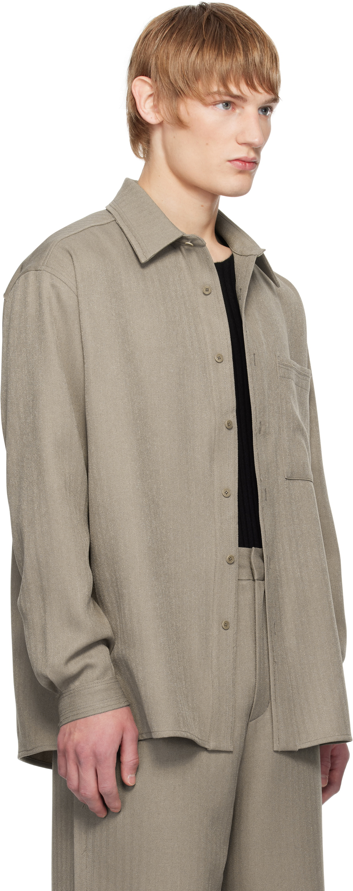 Youth Beige Cut-Off Loosed Shirt
