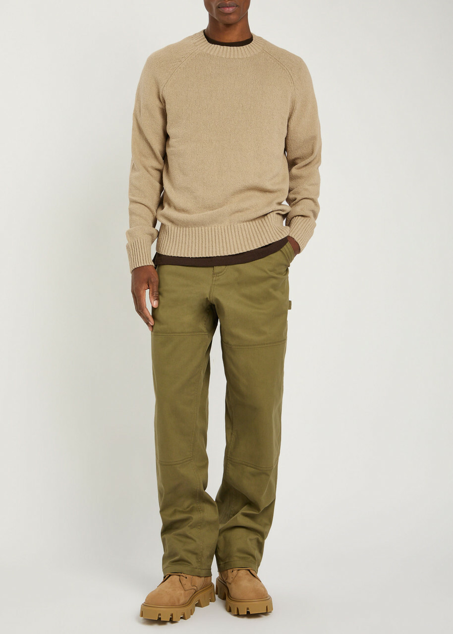 Les Deux Brad Logo-embroidered Cotton-blend Jumper Beige