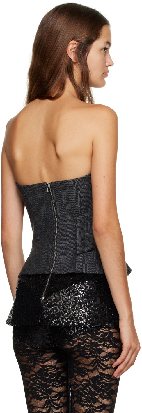 Puppets and Puppets Gray & Black Wrap Camisole
