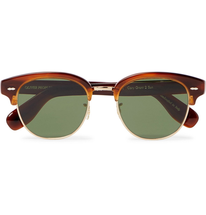 Photo: OLIVER PEOPLES - Cary Grant 2 Sun Round-Frame Acetate and Gold-Tone Sunglasses - Brown
