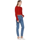 The Elder Statesman Red Cashmere Simple Line Cropped Sweater
