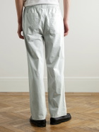 Folk - Straight-Pleated Cotton-Blend Seersucker Trousers - Gray
