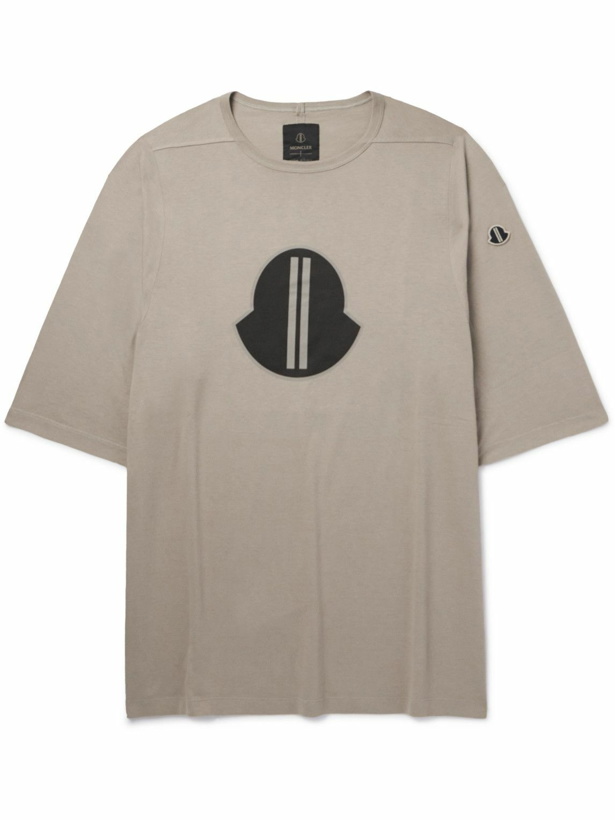Photo: Rick Owens - Moncler Logo-Print Cotton-Jersey T-Shirt - Gray