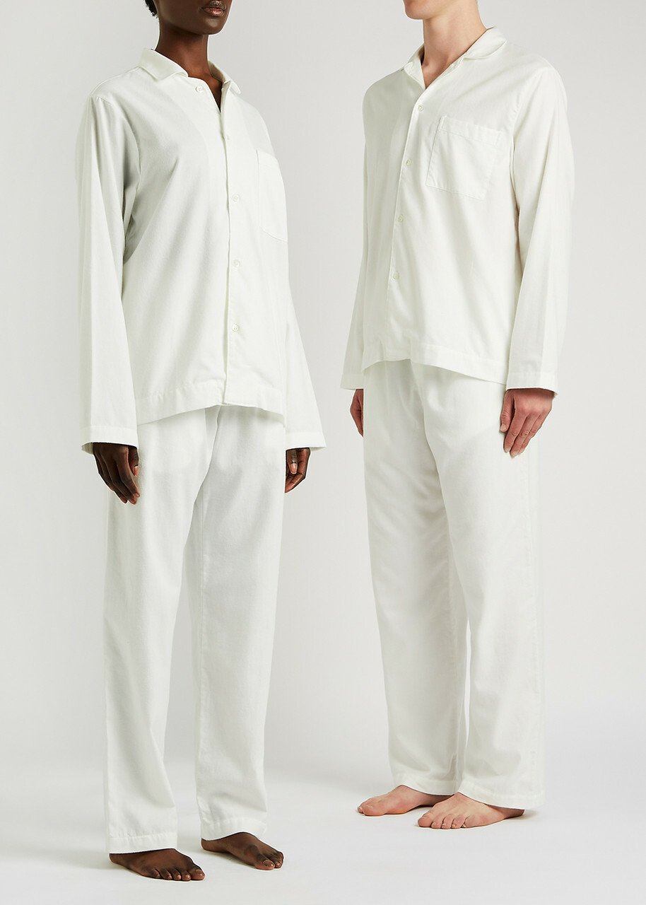 Tekla Unisex Off-white Flannel Pyjama Top, Top, 100% Organic Cotton