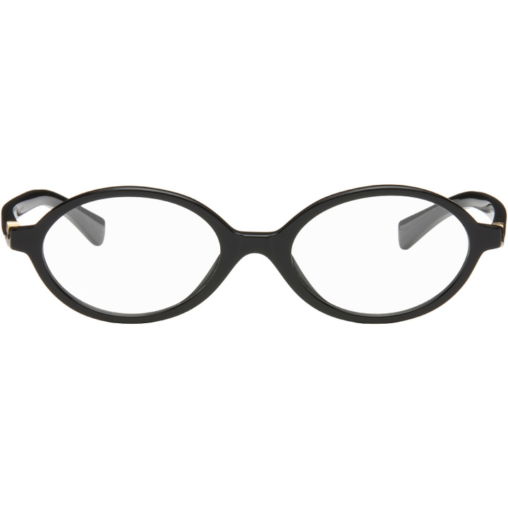 Photo: Miu Miu Eyewear Black 'Breaking the Rules' Oval Glasses