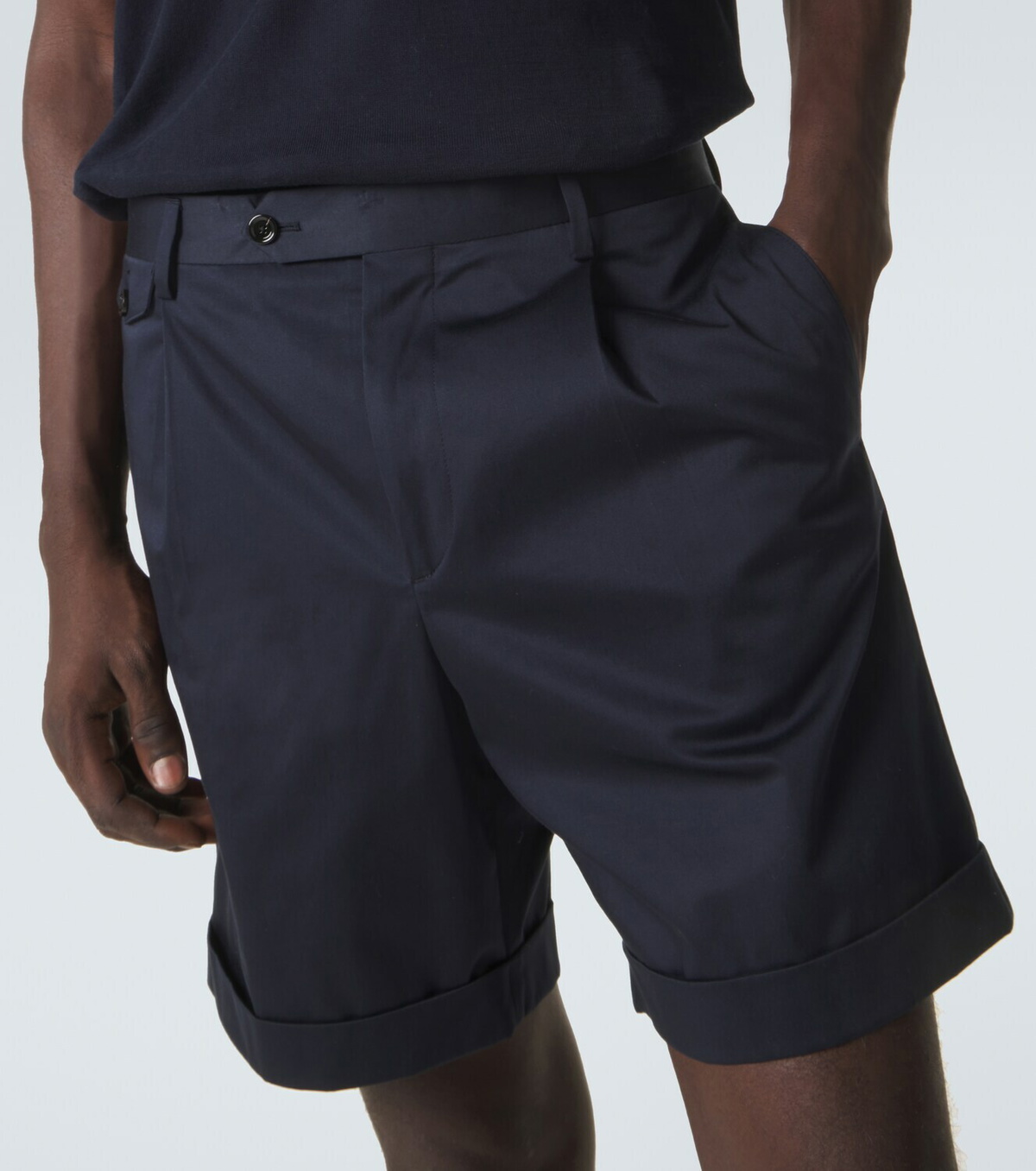 Lardini Pleated cotton-blend Bermuda shorts