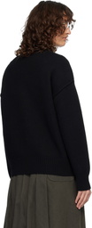 AMI Paris Black Wool Crewneck Ami de Coeur Sweater