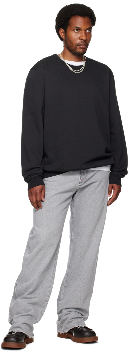 SKIMS Black Fleece Lounge Crewneck Sweatshirt