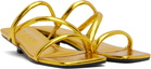 BY FAR Gold Morena Eel Embossed Metallic Leather Heeled Sandals