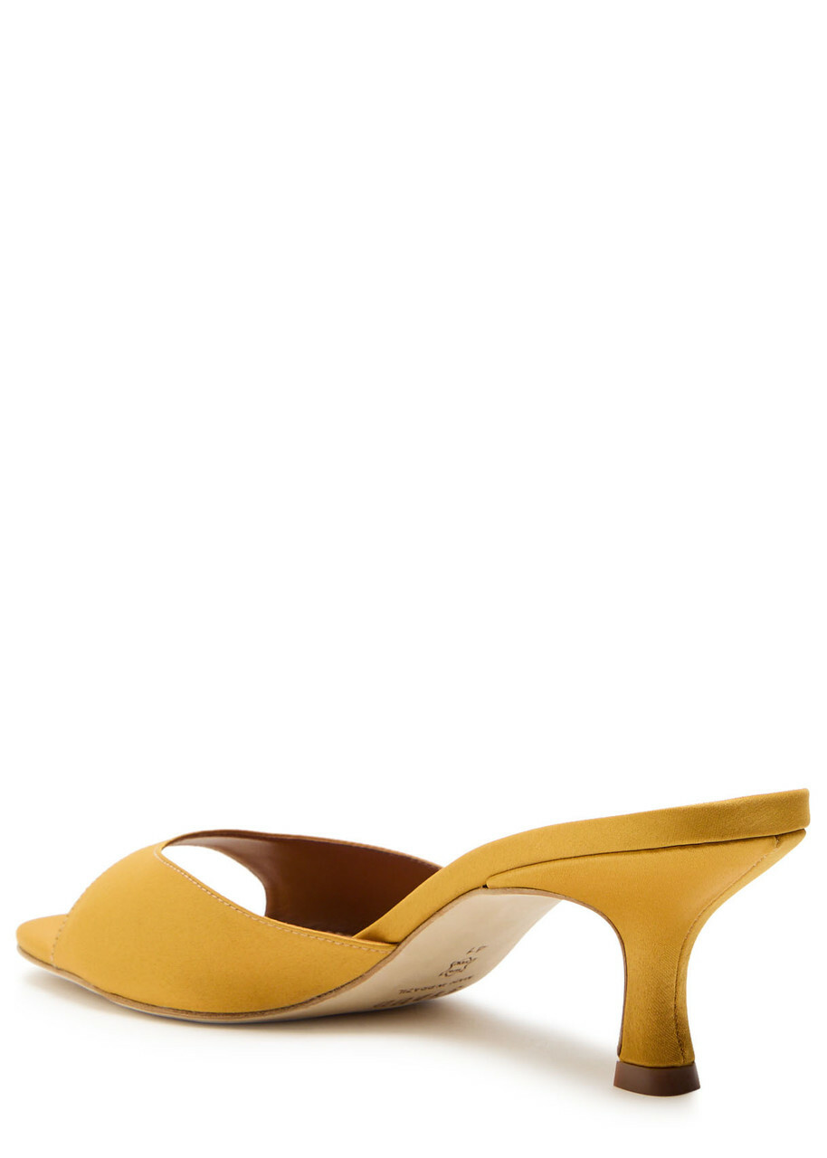 Staud Brigette Satin Mules Gold