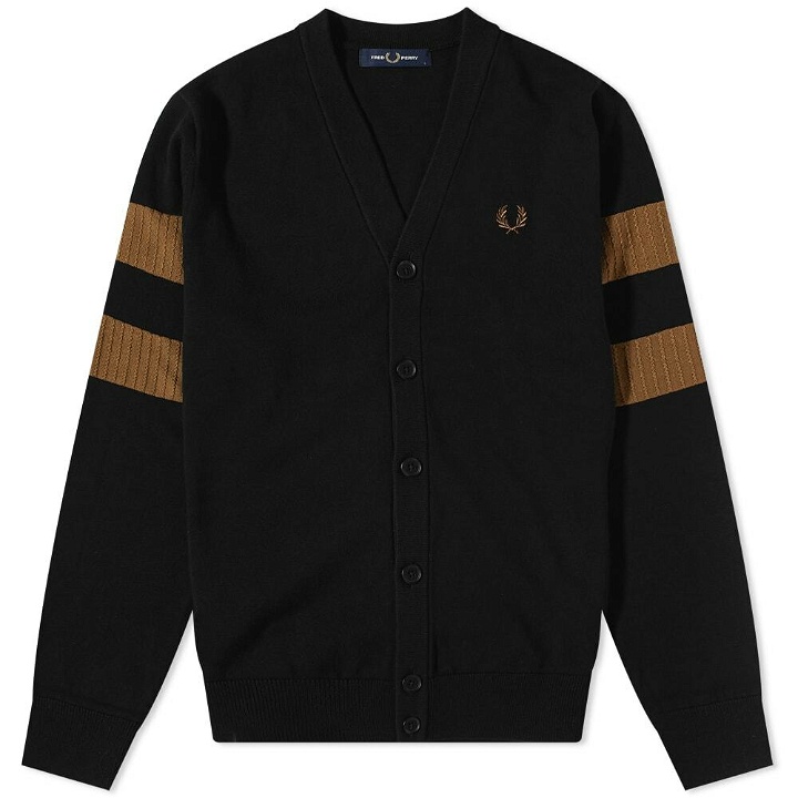 Photo: Fred Perry Authentic Men's Tipped Sleeve Cardigan in Black