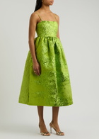 Stine Goya Metallic Cloque Midi Dress Green