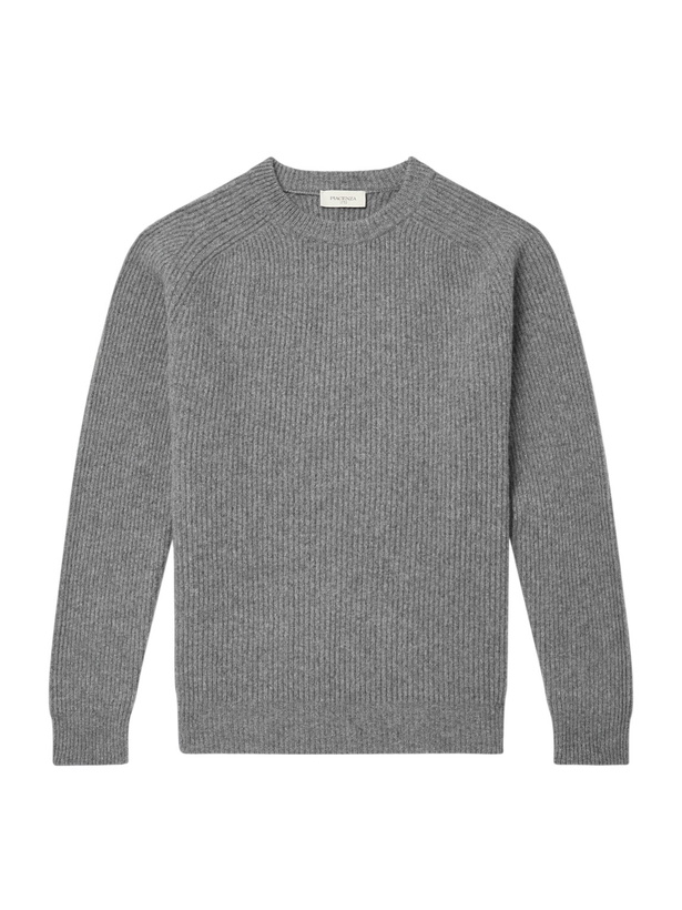 Photo: PIACENZA 1733 - Ribbed Wool and Cashmere-Blend Sweater - Gray