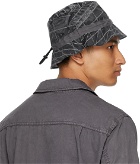 Stone Island Grey Packable Reflective Grid Bucket Hat