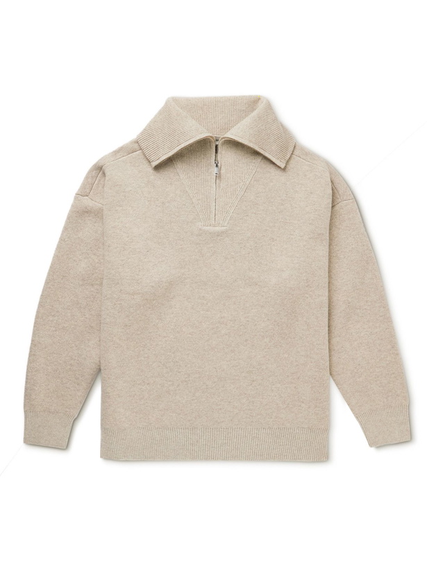 Photo: Isabel Marant - Lewin Merino Wool-Blend Half-Zip Sweater - Neutrals