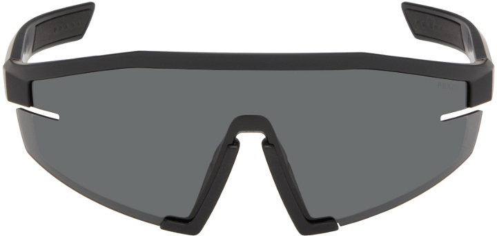 Photo: Prada Eyewear Black Linea Rossa Shield Sunglasses