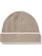 Brunello Cucinelli - Striped Ribbed Cotton Beanie - Neutrals