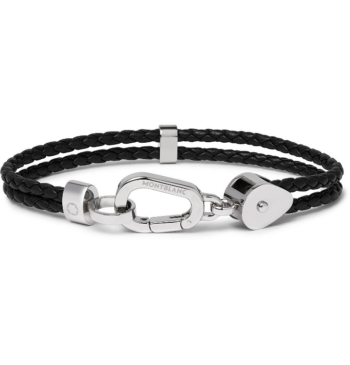 Photo: Montblanc - Wrap Me Braided Leather and Stainless Steel Bracelet - Black