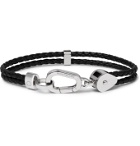 Montblanc - Wrap Me Braided Leather and Stainless Steel Bracelet - Black