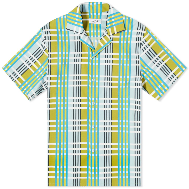Photo: Lanvin Men's Short Sleeve Check Vacation Shirt in Budgie