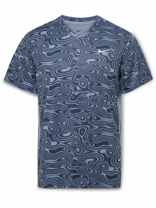 Photo: Nike Tennis - NikeCourt Victory Logo-Embroidered Printed Dri-FIT Tennis T-Shirt - Blue