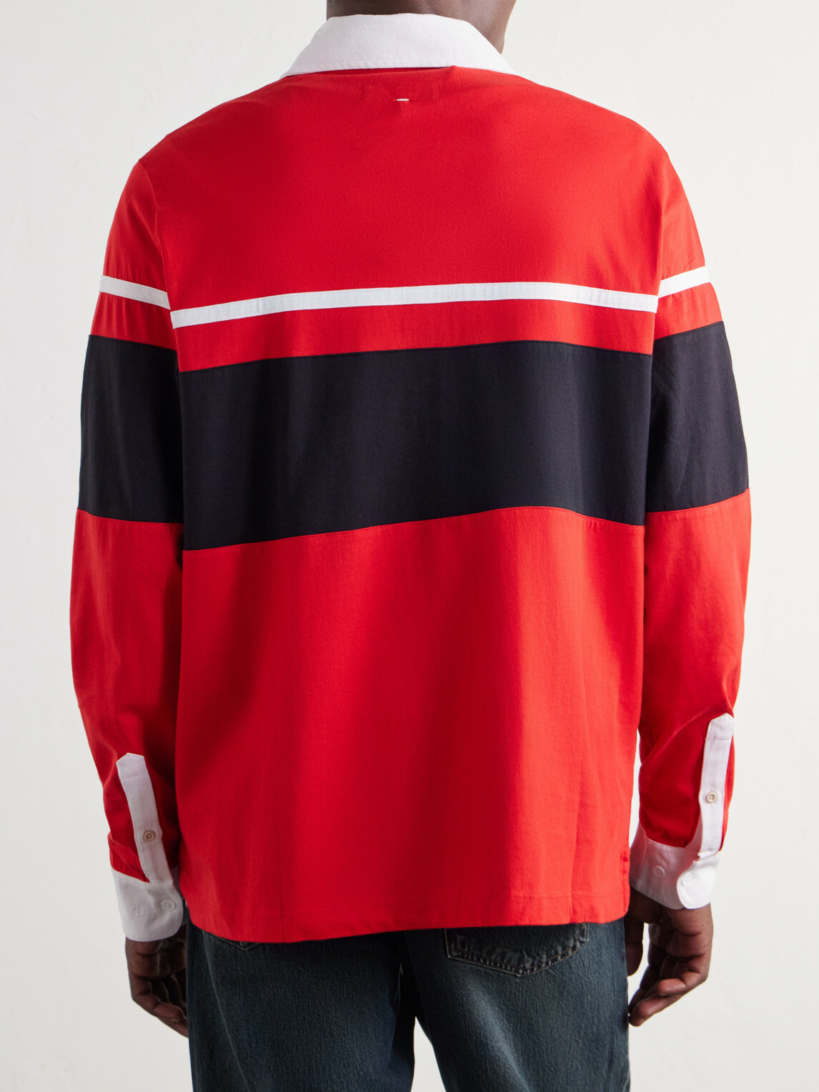 Rag & Bone - Striped Cotton-Jersey Polo Shirt - Red