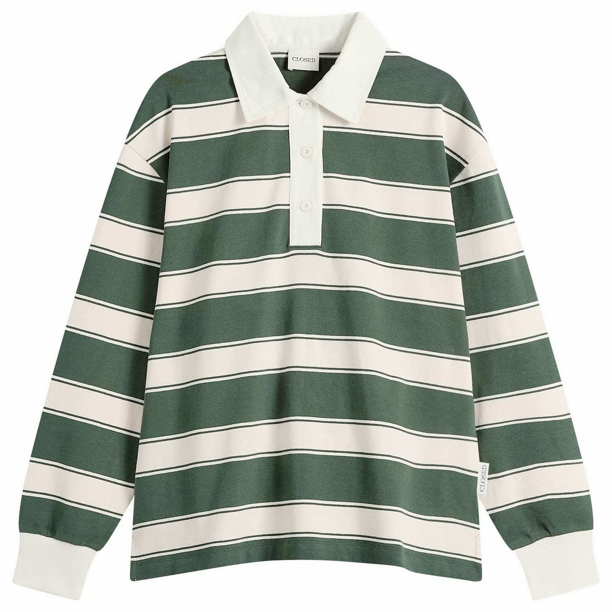 Closed Women's Stripe Rugby Top in Royal Green