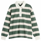 Closed Women's Stripe Rugby Top in Royal Green