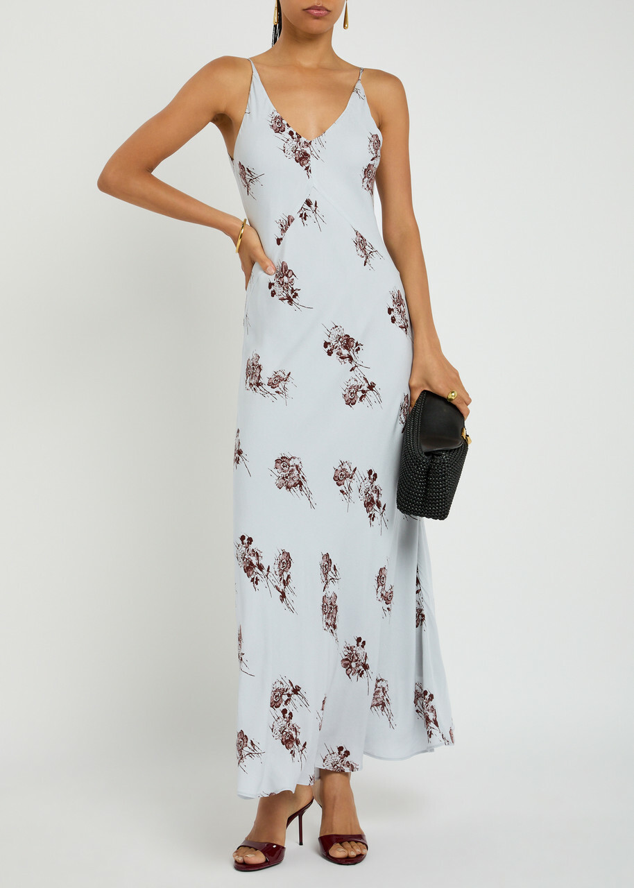 Day Birger ET Mikkelsen Peach Floral-print Crepe Maxi Slip Dress Multicoloured 1