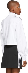 adidas Originals White Smocked Cuff Cropped Half-Zip Sweatshirt