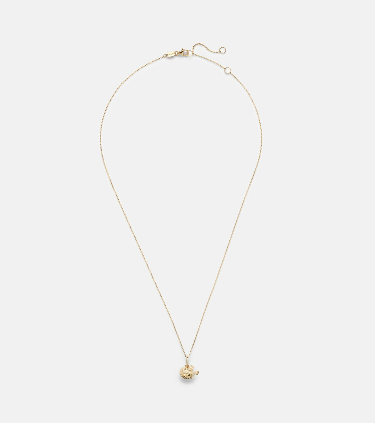 Stone and Strand Puffer Fish 14kt gold (585/1000) pendant necklace with diamonds