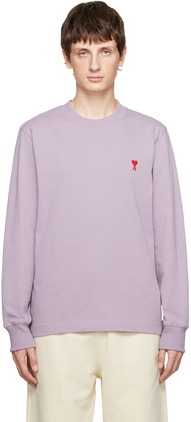 AMI Paris Purple Ami de Cœur Long Sleeve T-Shirt AMI