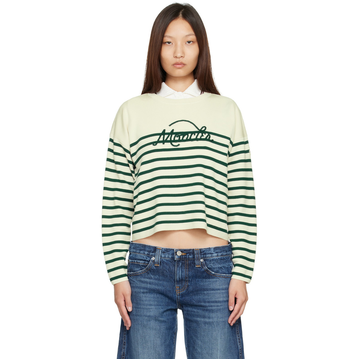 Moncler Off-White Striped Wool Sweater