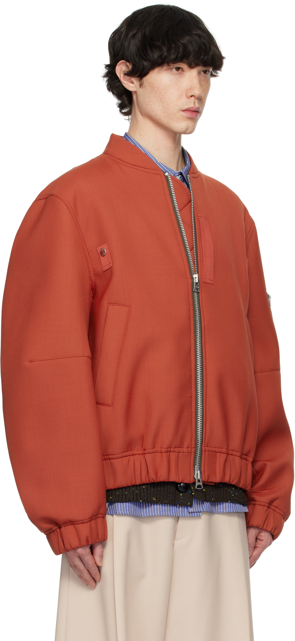 激安/新作 sacai Red Suiting Bonding Bomber Jacket Sacai ジャケット・アウター
