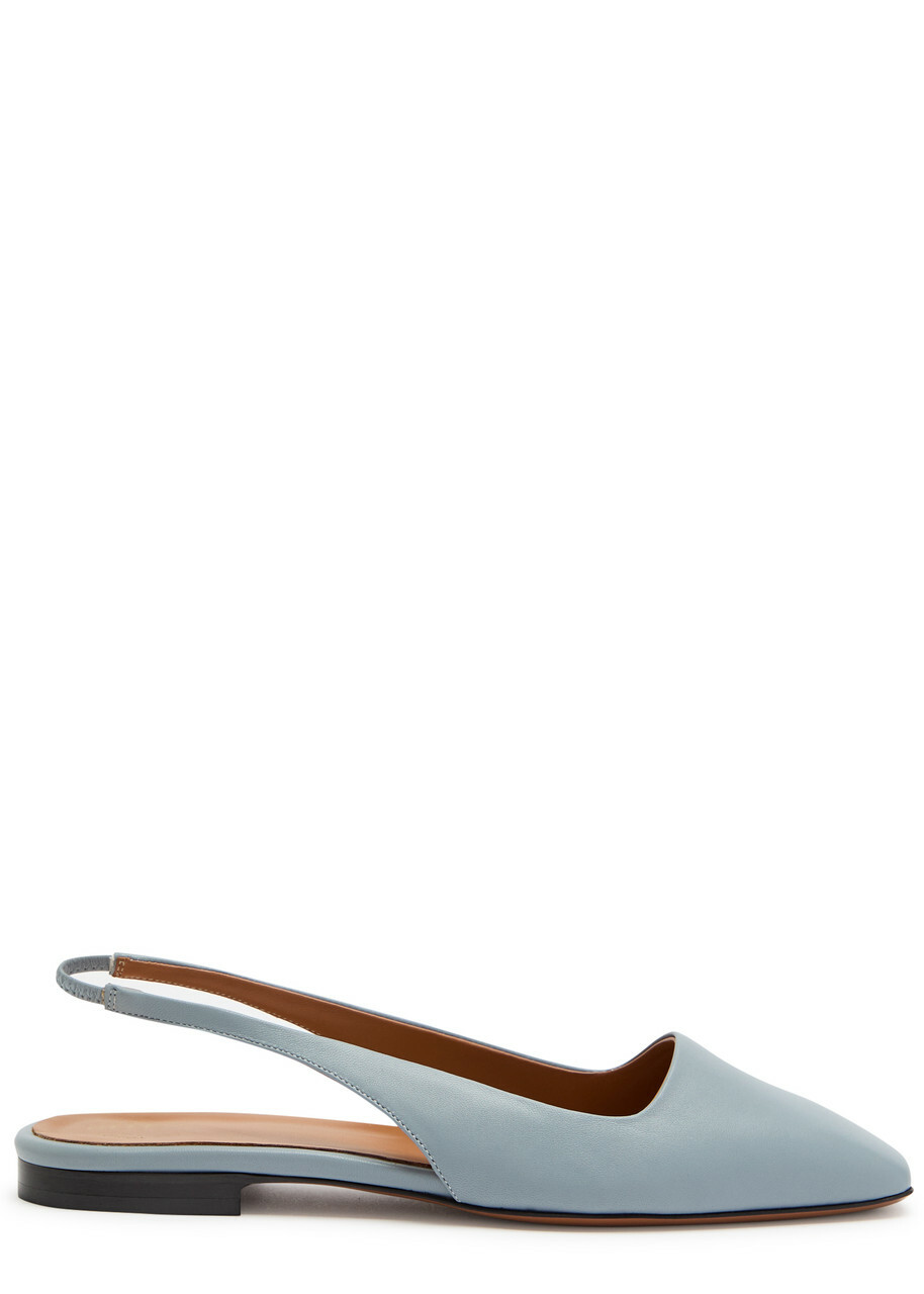 Atp Atelier Plesio Leather Slingback Flats Light Grey