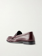 SAINT LAURENT - Logo-Embellished Leather Penny Loafers - Red