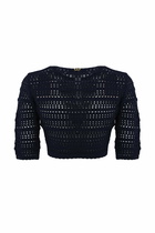 TwinSet Perforated Cropped Sweater In Viscose