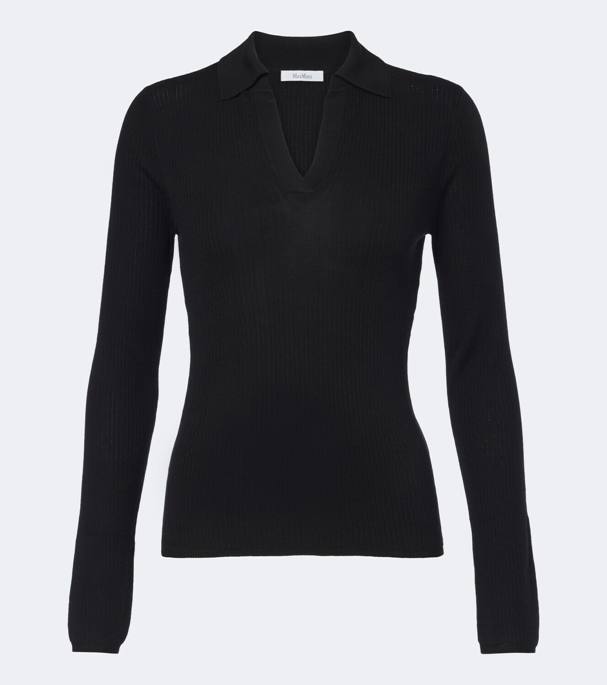 Max Mara Ribbed-knit silk and cashmere polo sweater