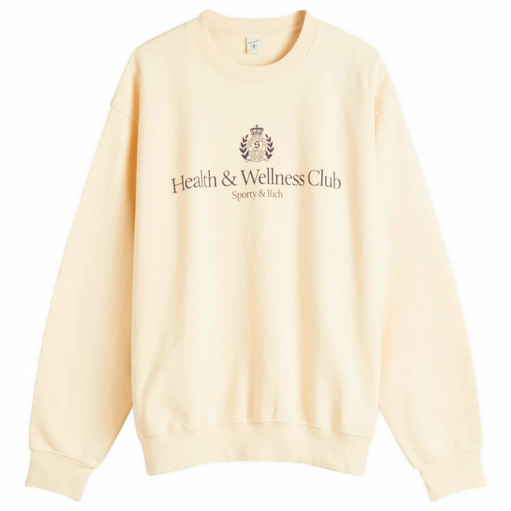 Photo: Sporty & Rich Women's H&W Crest Crew Sweatshirt in Cream