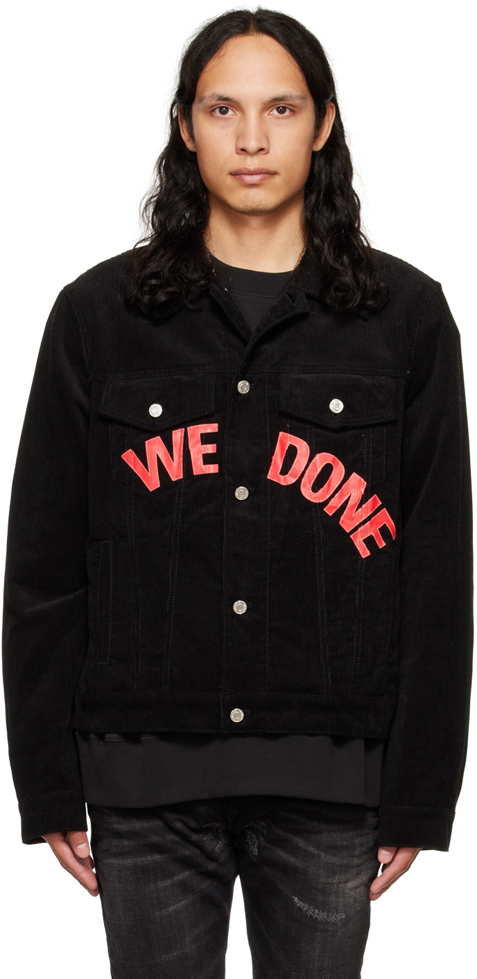 We11done Black Spread Collar Jacket We11done