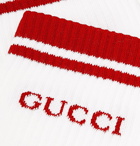 Gucci - Logo-Intarsia Ribbed Stretch Cotton-Blend Socks - White