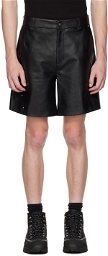 HELIOT EMIL Black Glaciate Leather Shorts