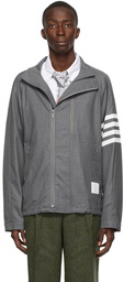 Thom Browne Grey 4-Bar Double-Zip Raglan Jacket