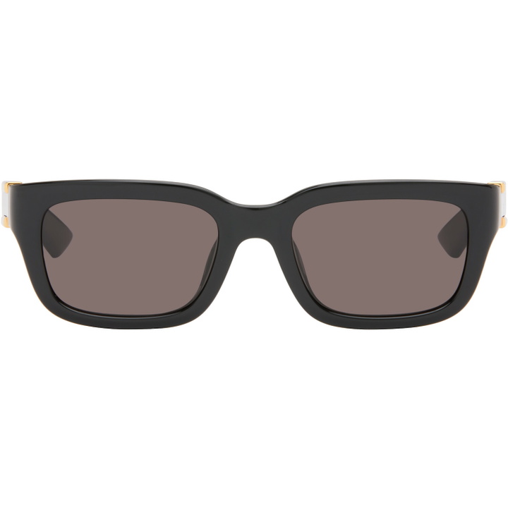 Photo: Bottega Veneta Black Rectangular Ribbon Sunglasses