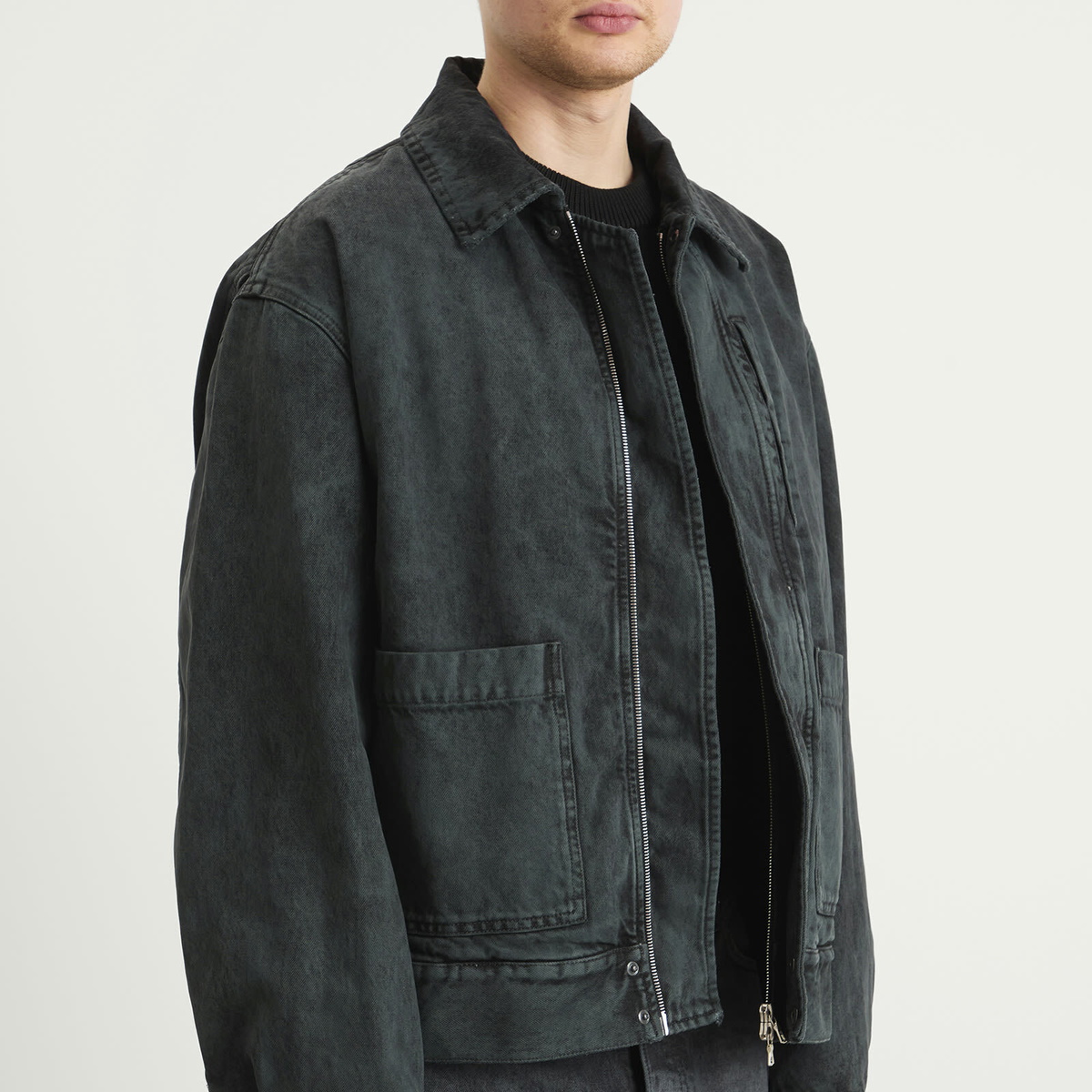 Dries Van Noten Men's Heavy Weight Denim Washed Jacket in Petrol