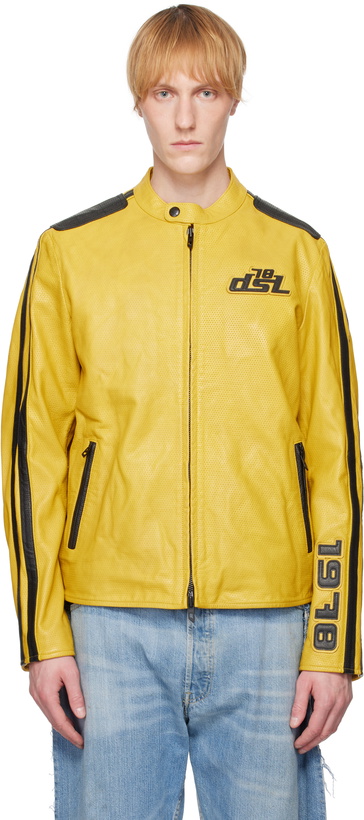 Photo: Diesel Yellow L-Pop Leather Jacket
