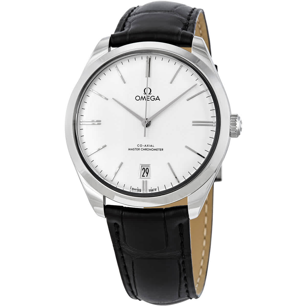 Omega De Ville Silver Dial Black Leather Mens Watch 435.13  display picture 1