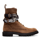 Amiri Brown Suede Bandana Combat Boots