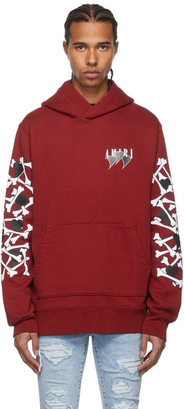 Photo: AMIRI Red 3 Hearts Bones Hoodie