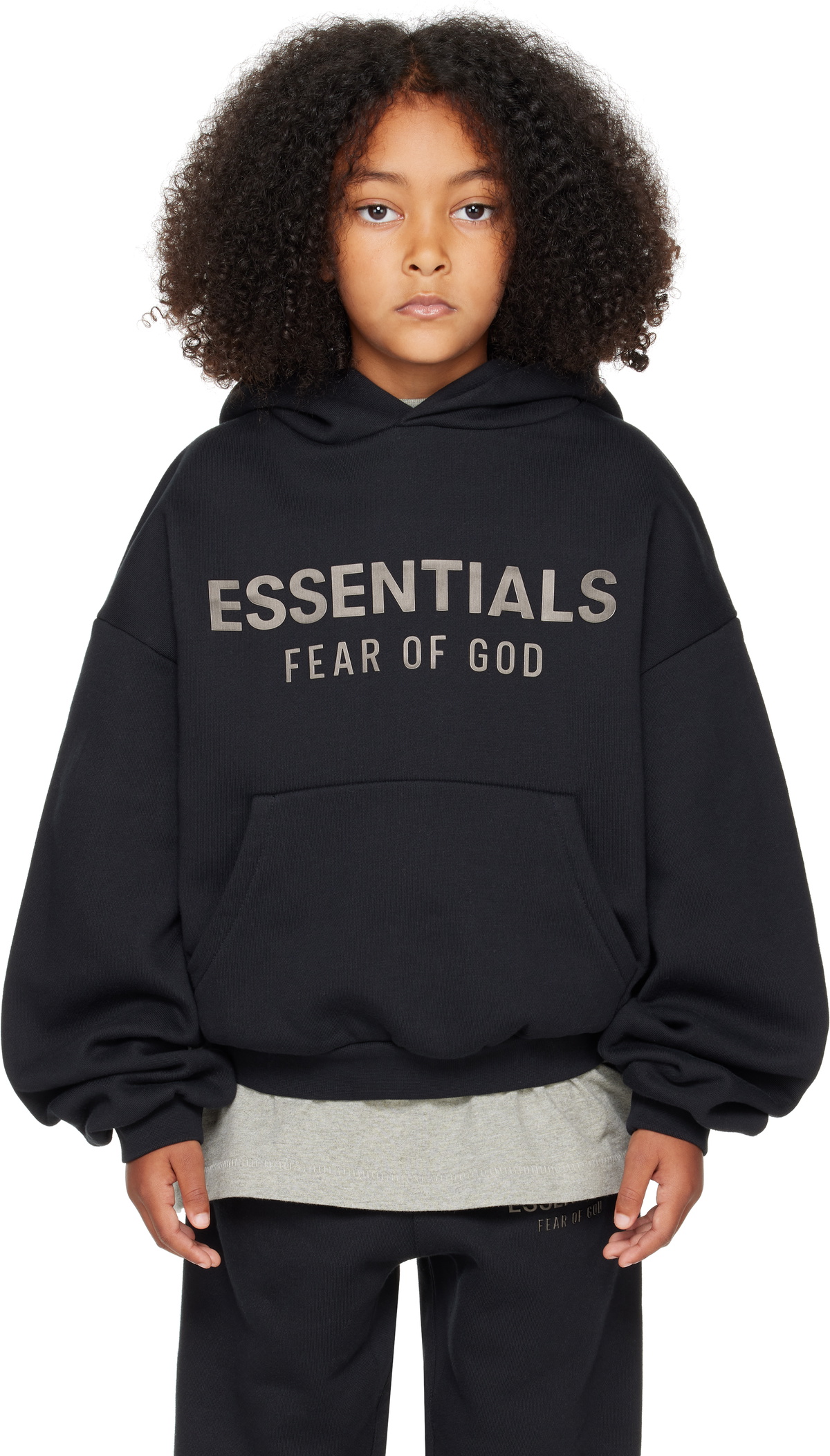 Fear of God ESSENTIALS Kids Black Fleece Hoodie Fear Of God Essentials